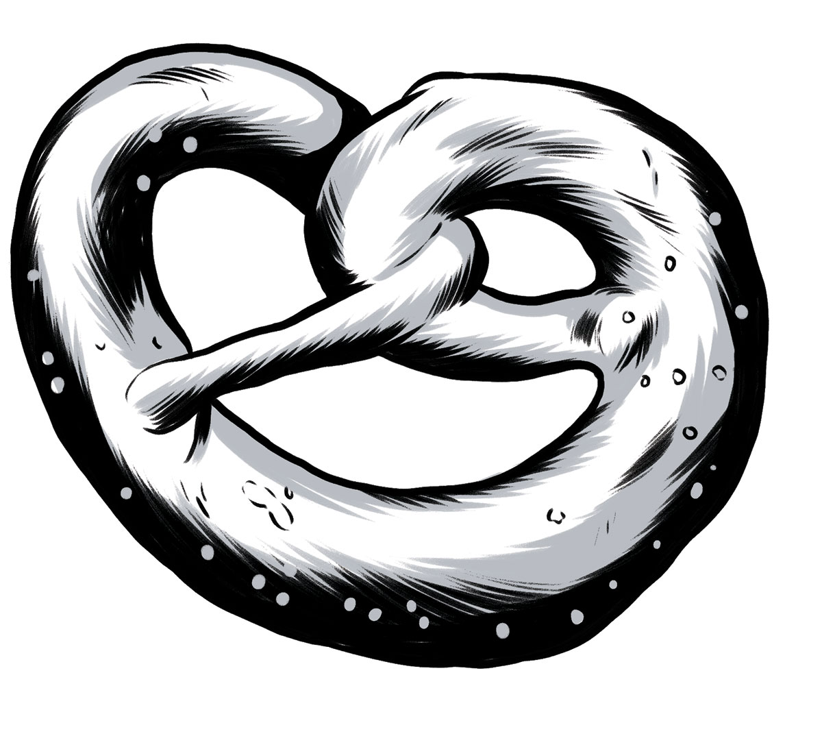 illustration of a soft pretzel by Joel Kimmel