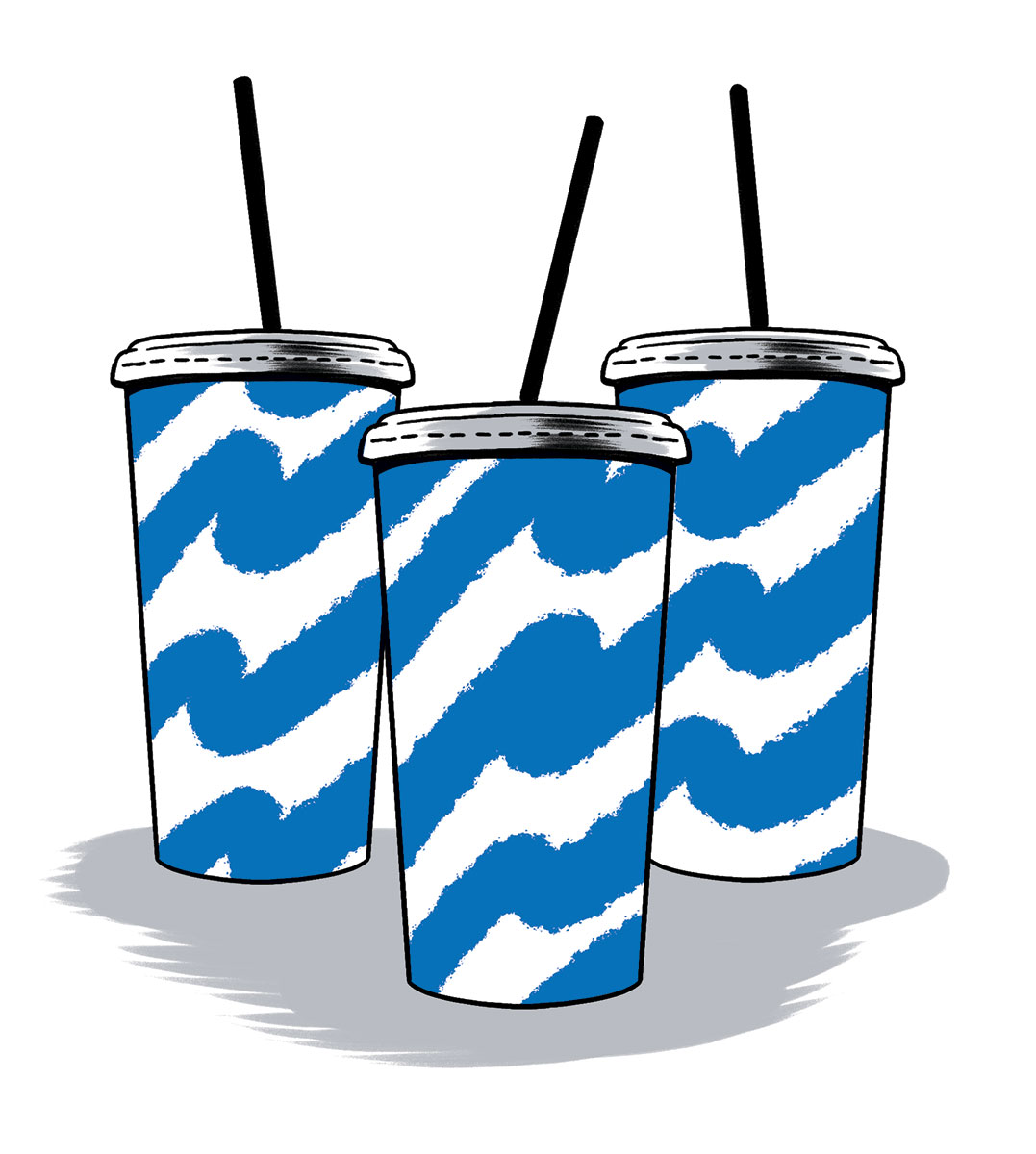 illustration of three soft drinks by Joel Kimmel
