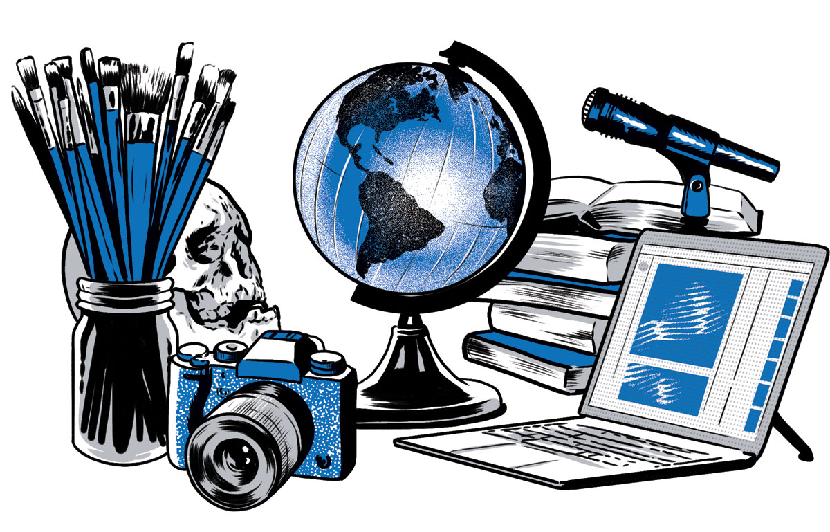 illustration of various classroom items by Joel Kimmel