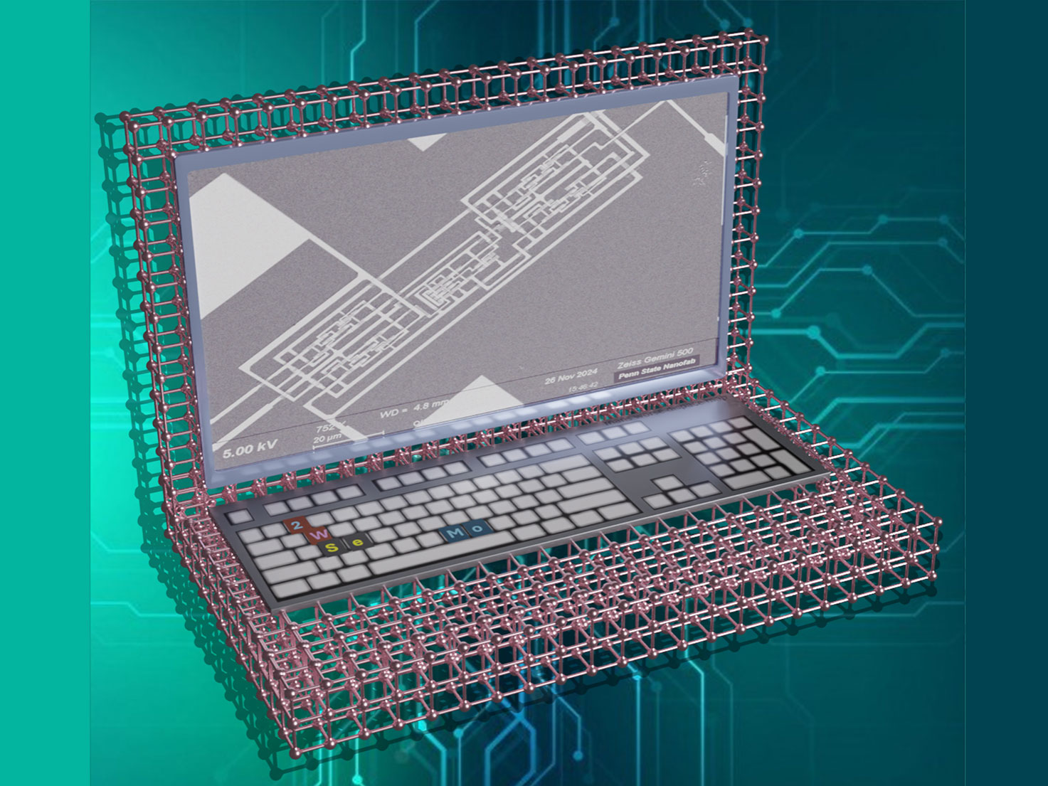 illustration of 2D nonsilicon computer by Krishnendu Mukhopadhyay/Penn State