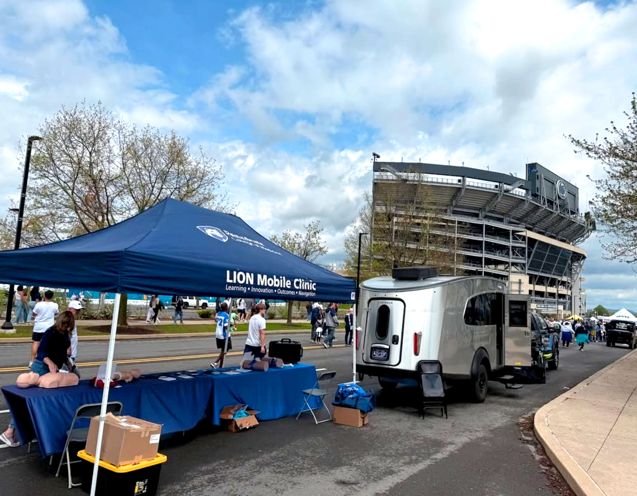 LION Mobile tent set up outside Beaver Stadium, photo by Penn State College of Medicine