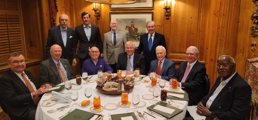 Photo of men seated around a round table having lunch at the Duquesne Club, courtesy