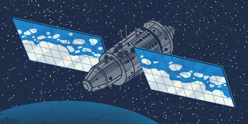 illustration of a satellite by Richard Mia