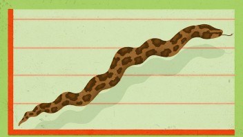 illustration of a python on a bar graph by Richard Mia