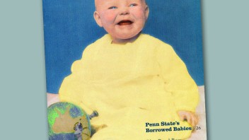 cover of the Sept/Oct 1996 issue of Penn Stater Magazine with a baby wearing yellow