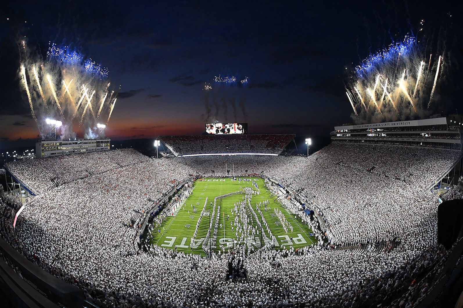 Fireworks over White Out in Beaver Stadium