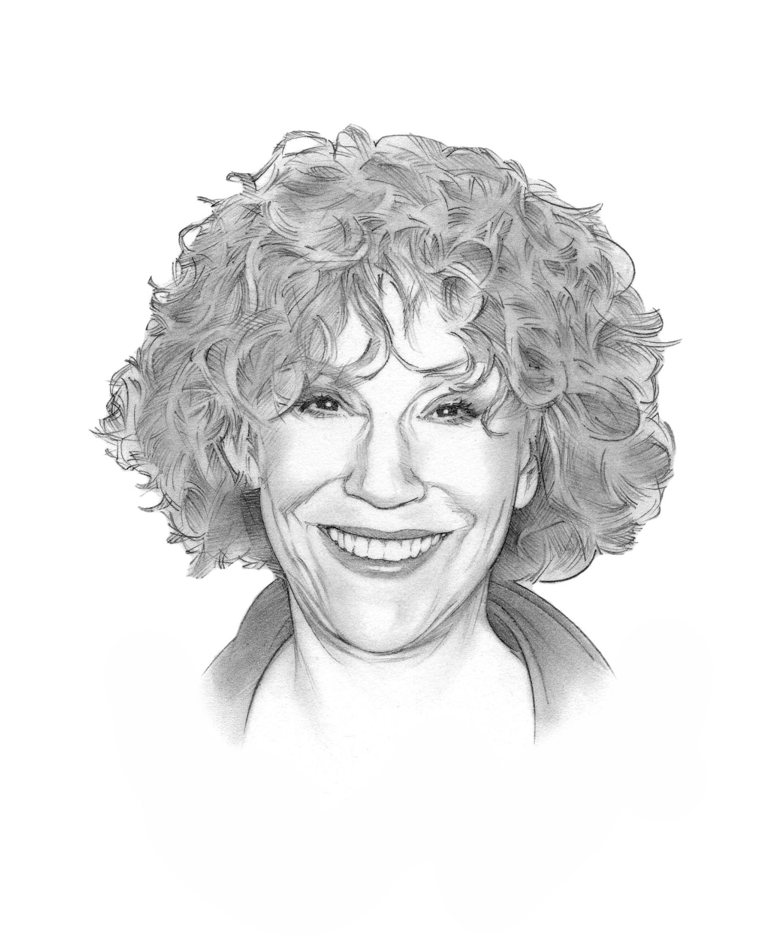 head shot illustration of Carrie Fishbein Robbins by Randy Glass