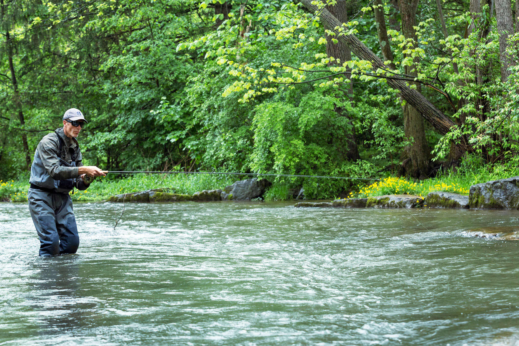 George Daniel fly fishing, photo by Nick Sloff '92 A&A