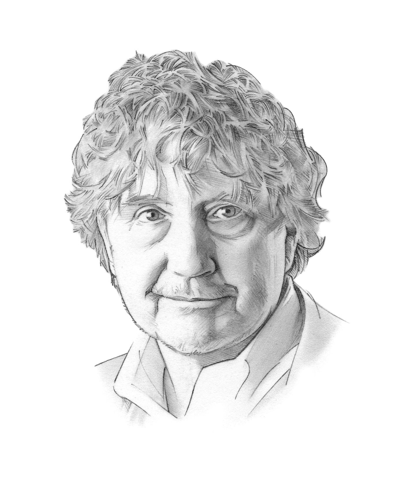 head shot pencil illustration of Nordland by Randy Glass