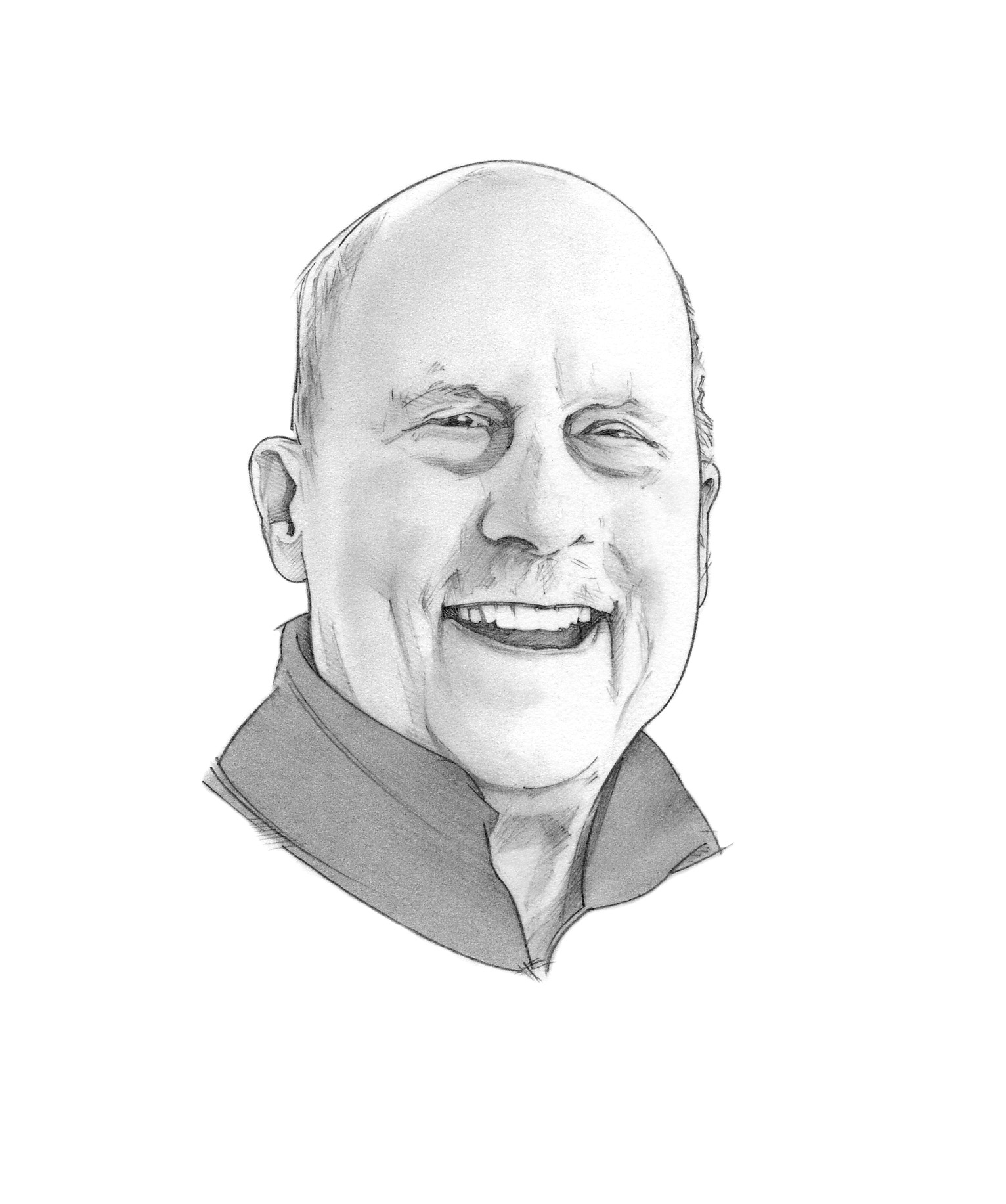 head shot pencil illustration of King by Randy Glass