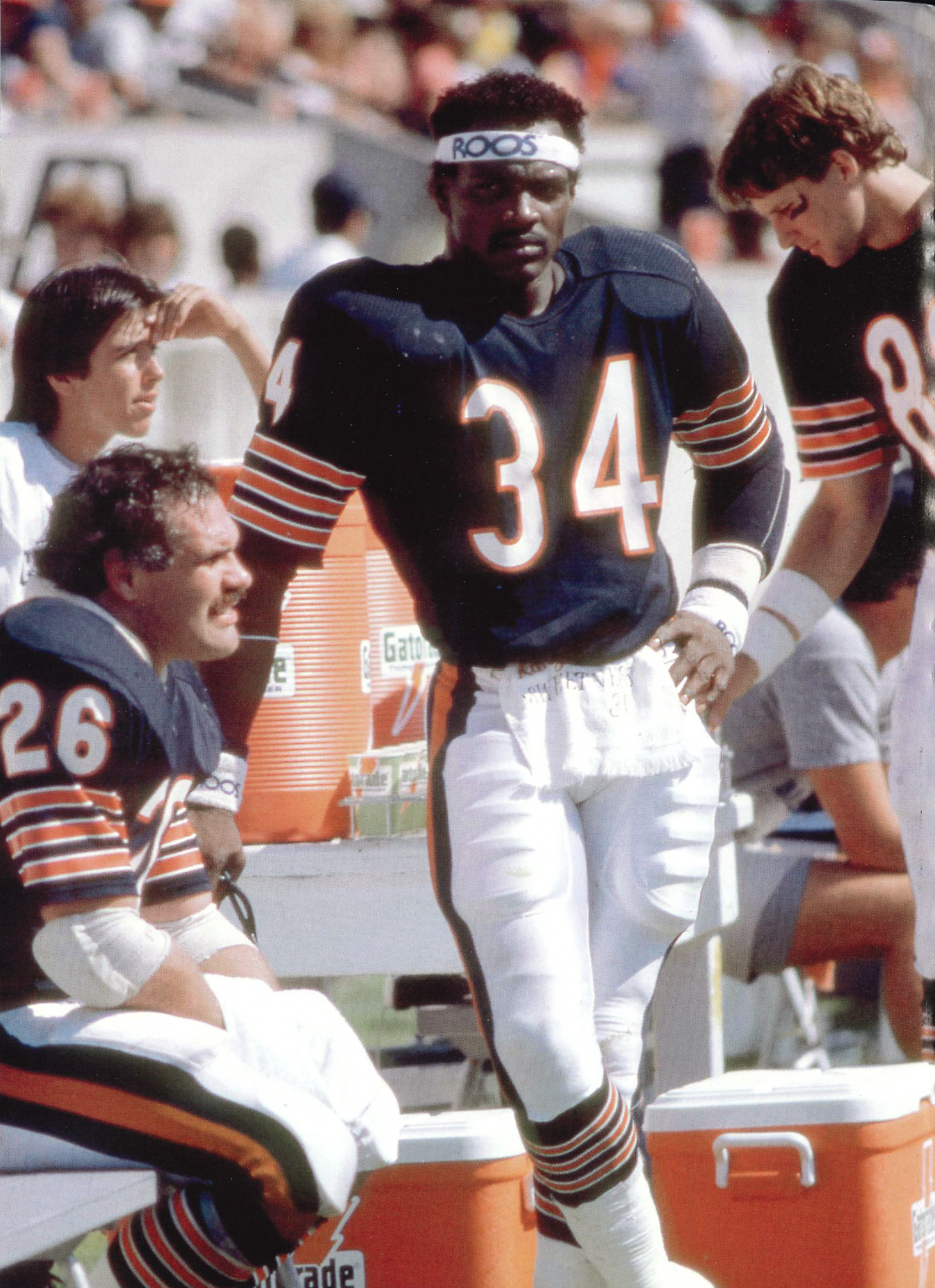 photo of Payton in uniform on sideline via Getty Images