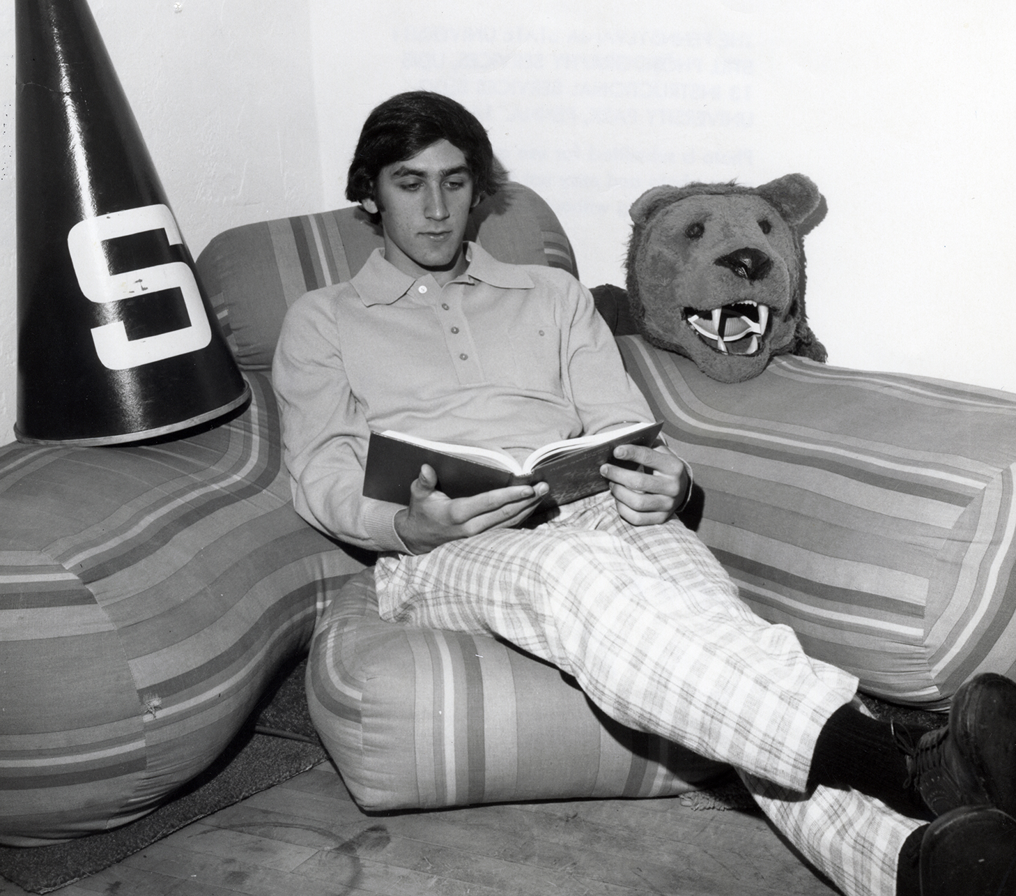 Andy Bailey '77 Sci with the Nittany Lion suit, courtesy Penn State