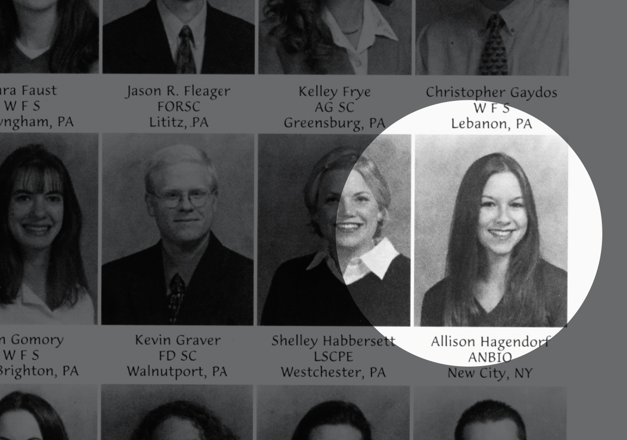 photo of Hagendorf's entry in senior yearbook with her face circled, by Lavie