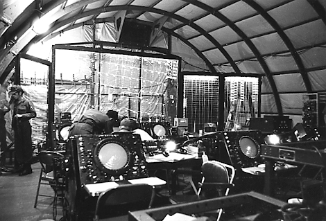 black and white photo of the old operations room for the 112th Air National Guard squadron, courtesy