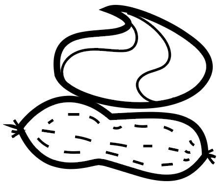 black and white icon of a peanut and peanut butter
