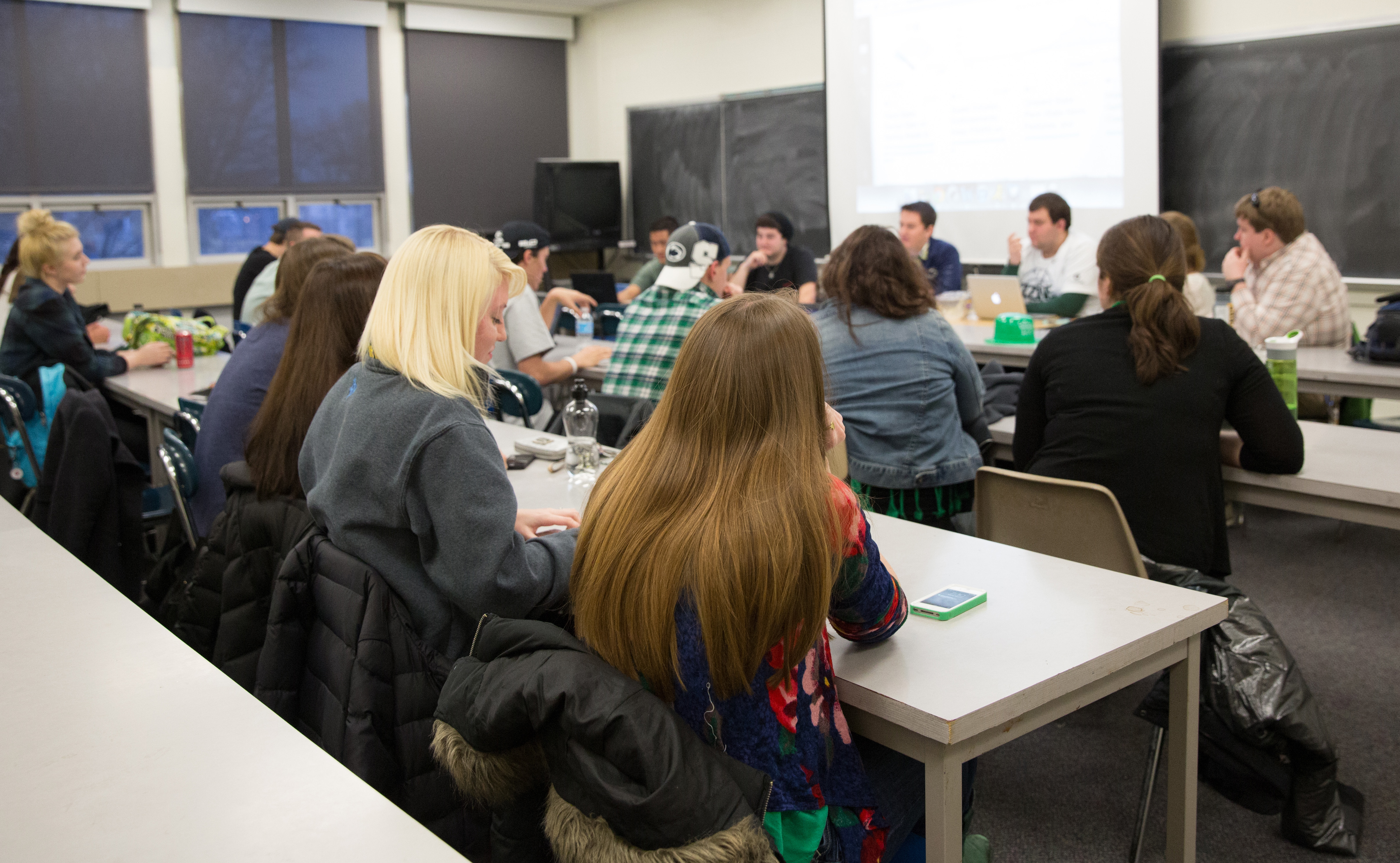 students meeting in a classroom, photo courtesy Kevin Horne