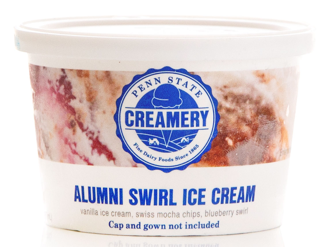 closeup of a cup of Alumni Swirl ice cream from Berkey Creamery, photo by Penn State Alumni Association