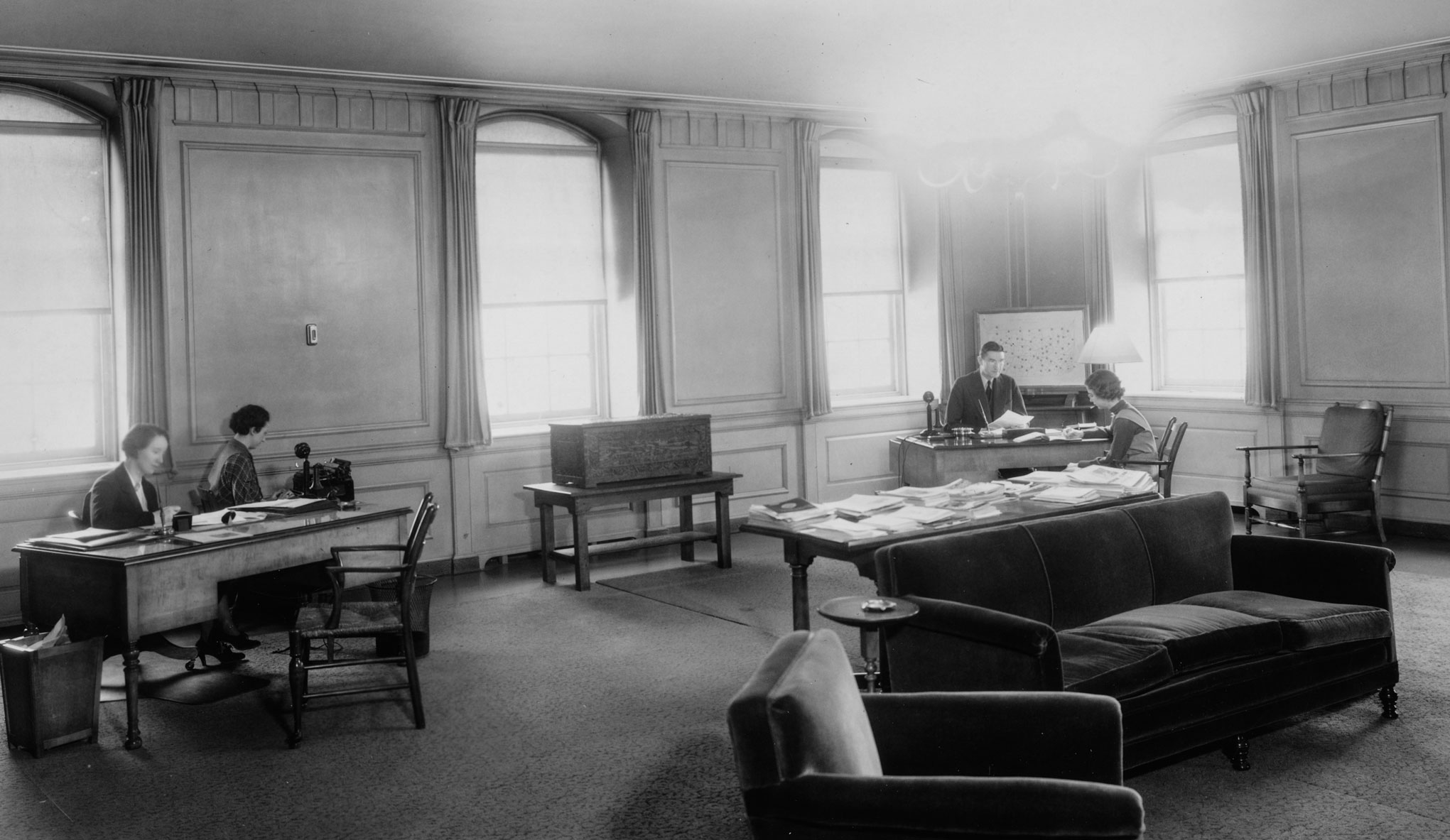 black and white photo of the former Alumni Office in Old Main, photo by PSAA