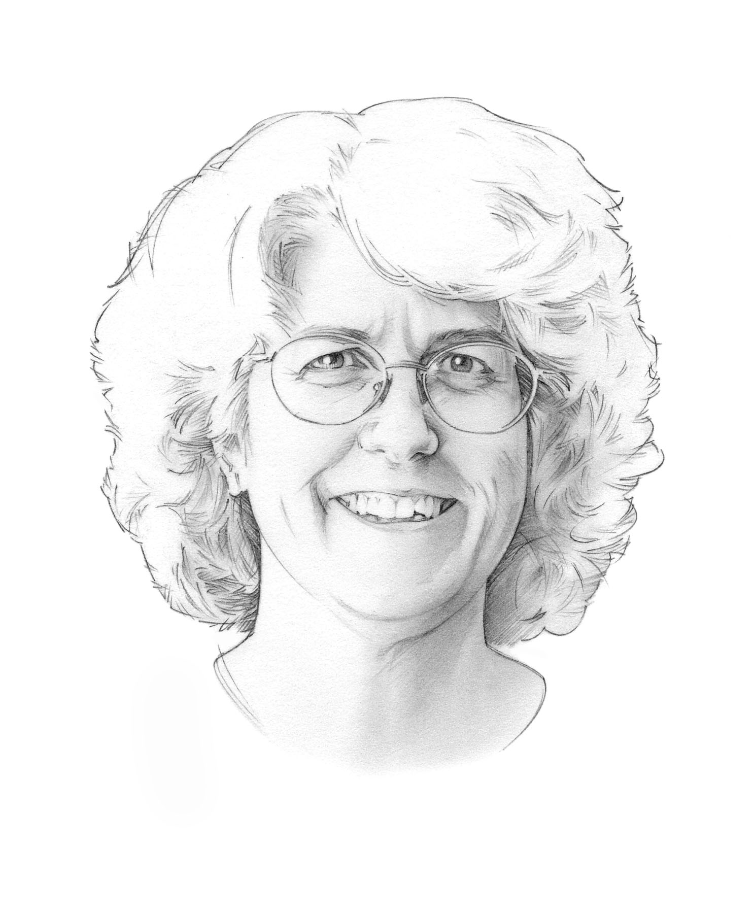 head shot pencil illustration of Amey by Randy Glass