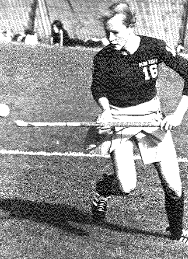 black and white photo of Larson on the field by Penn Stater Archives