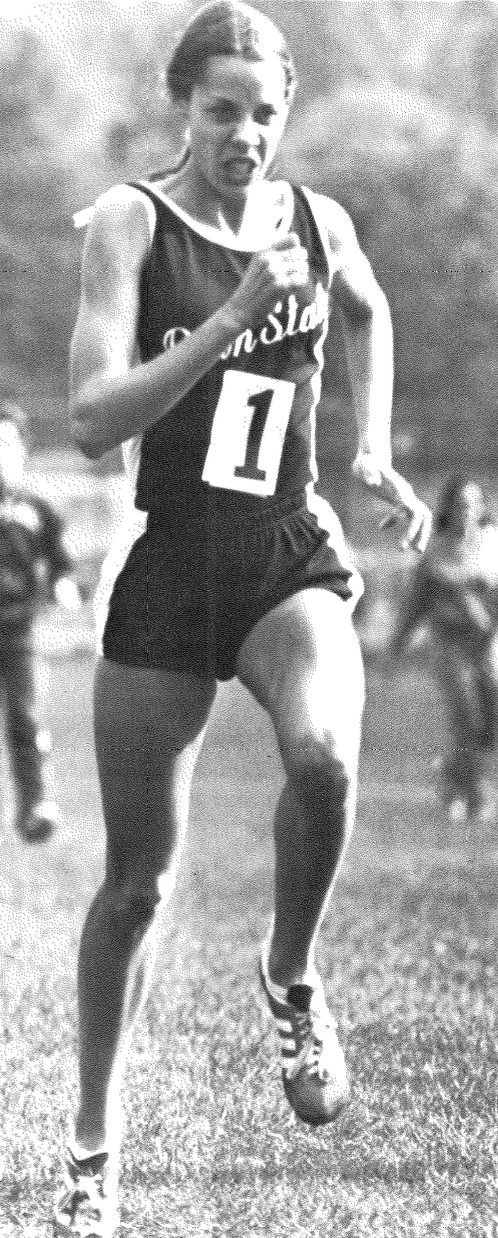 black and white photo of world-record track star Kathy Mills, by Penn Stater Archives