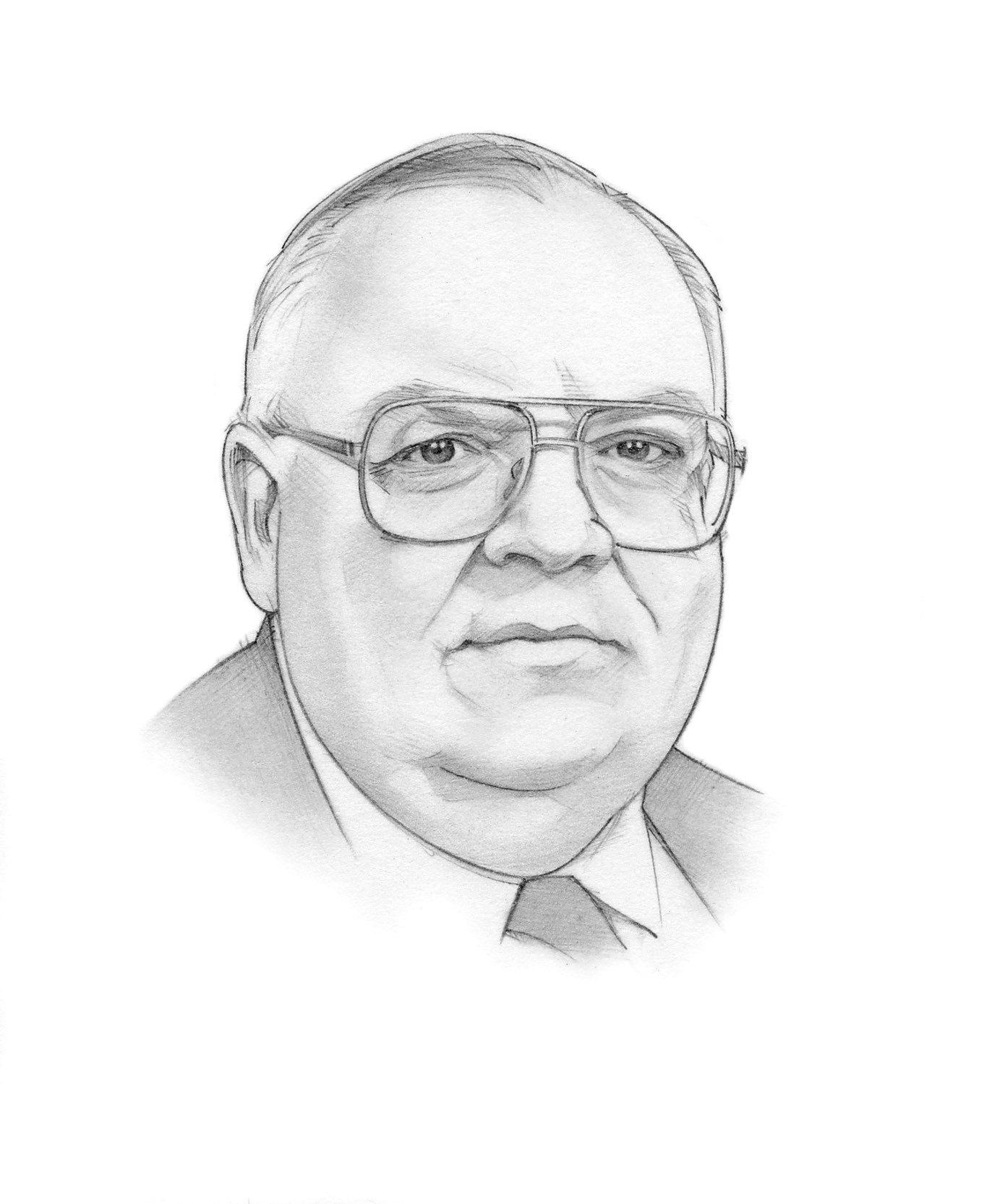 head shot pencil illustration of Berry by Randy Glass
