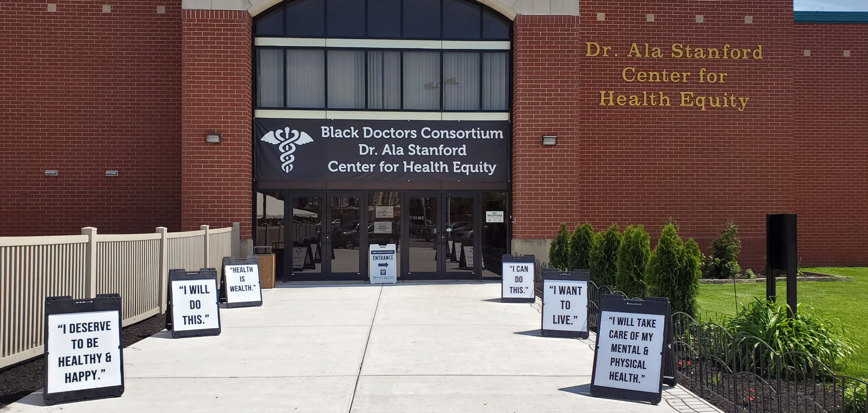 front exterior of Black Doctors Consortium Dr. Ala Sanford Center for Health Equity in Philadelphia, courtesy