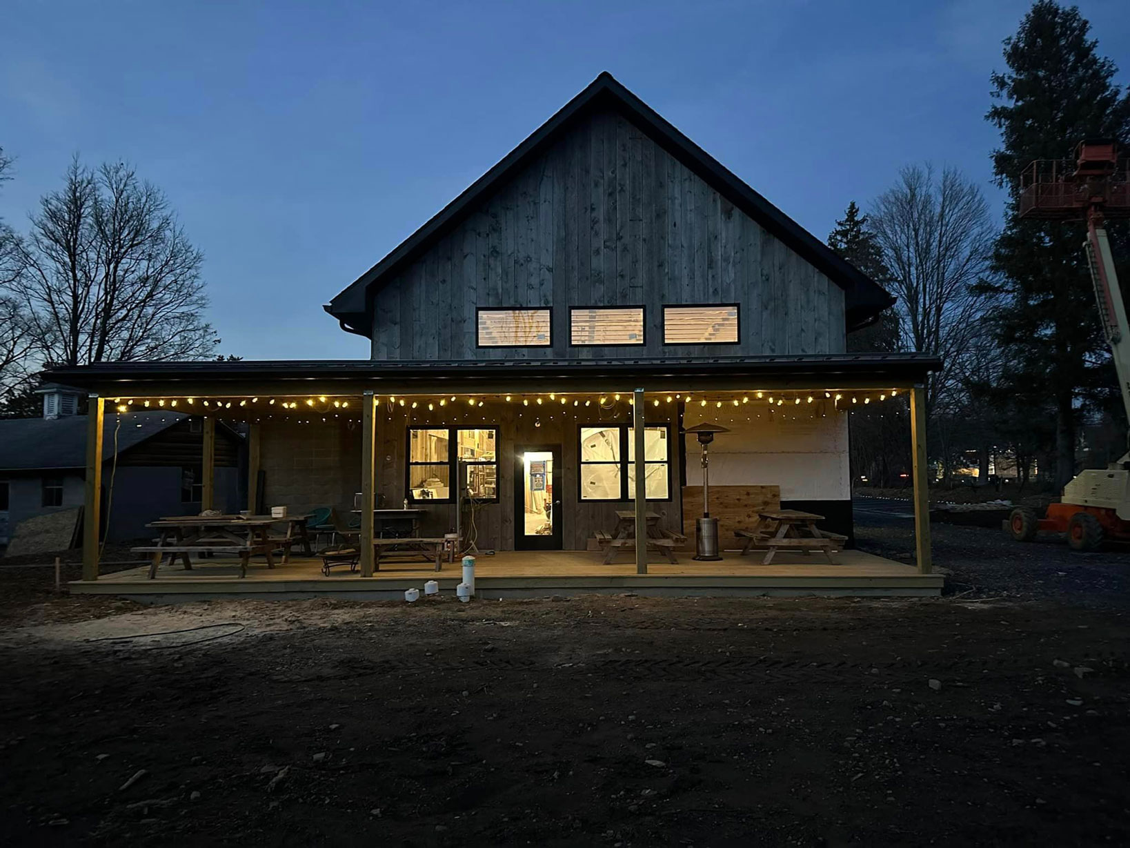 exterior Boal City Brewing Co at dusk, courtesy