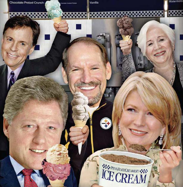 collage of various celebrities and public figures holding ice cream cones, head shots by Shutterstock
