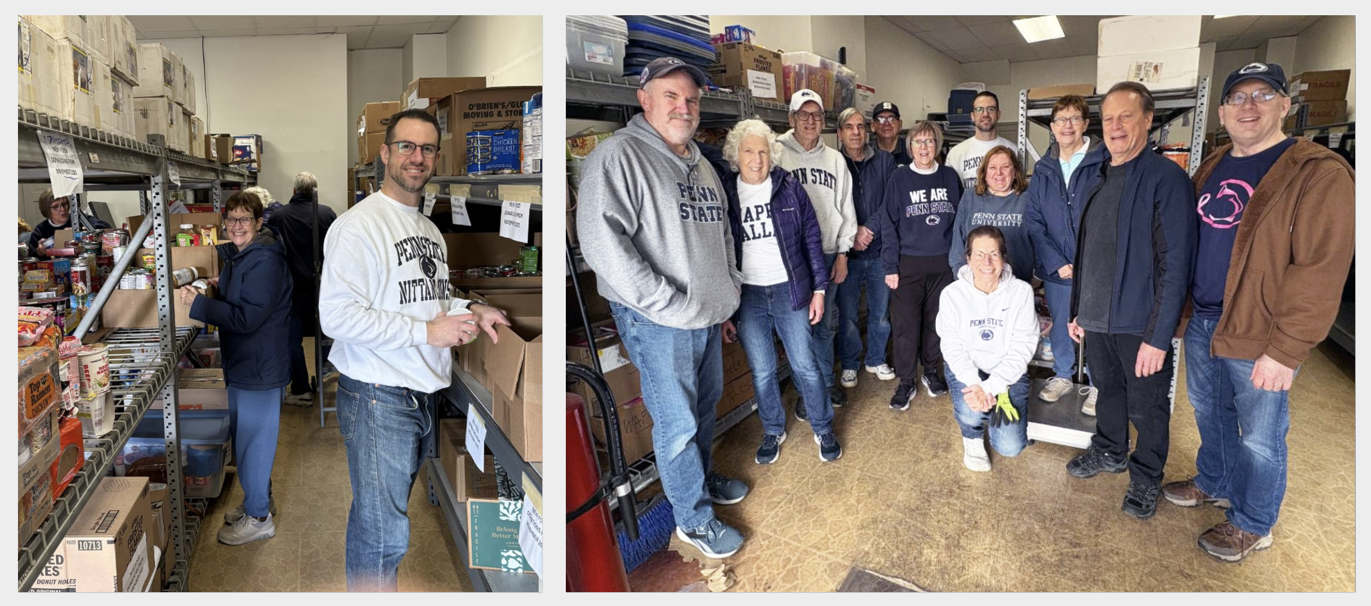 two photos of Lehigh Valley Chapter members volunteering at Allentown Rescue Mission, courtesy