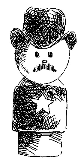 black and white illustration of a child's toy
