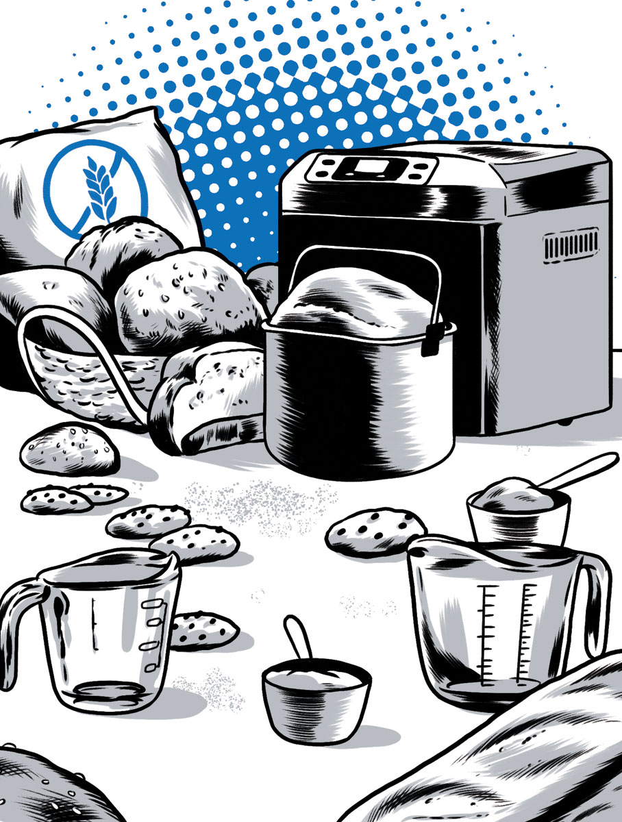 illustration of various starch- and carbohydrate-heavy foods by Joel Kimmel