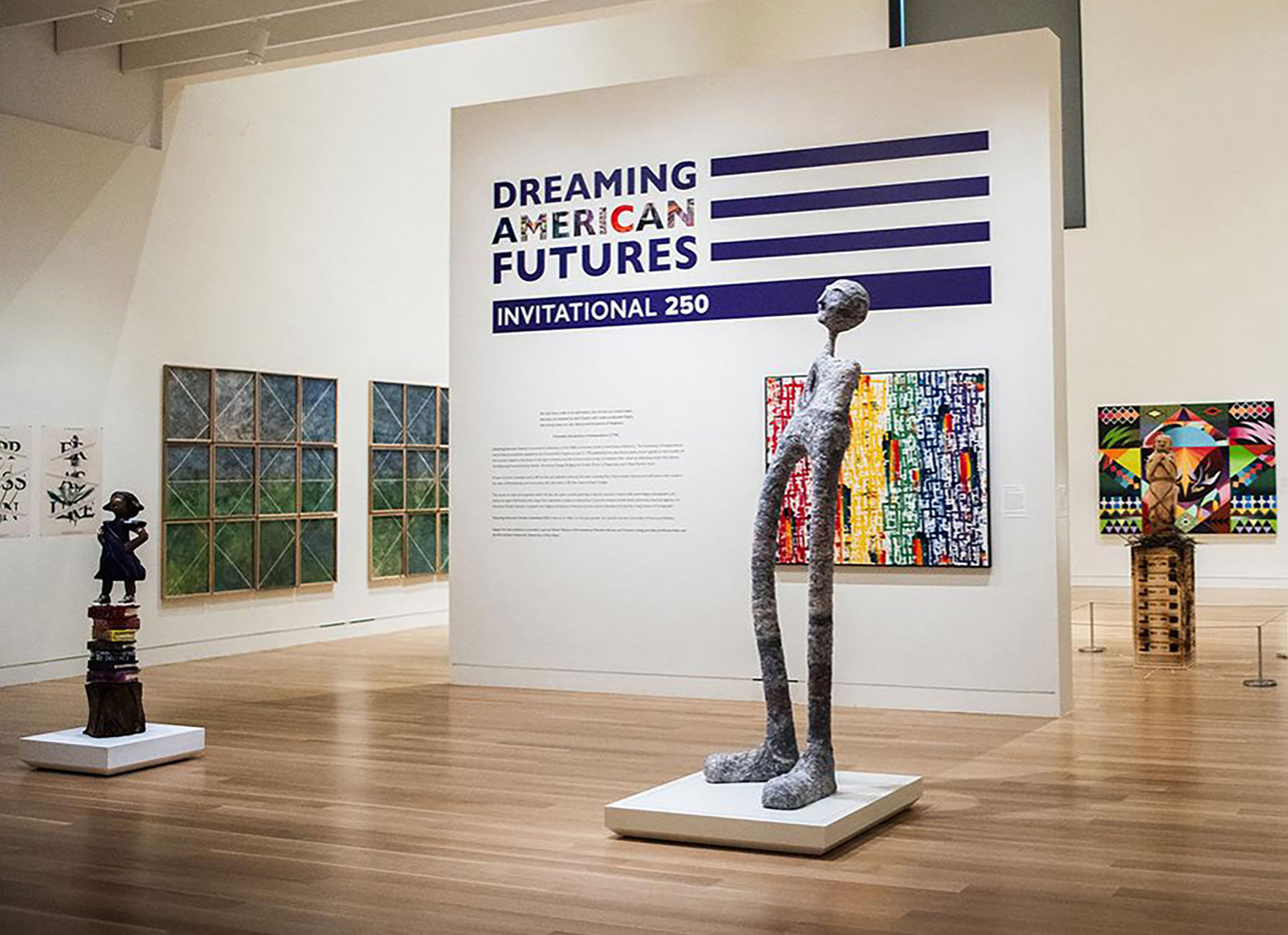 Dreaming American Futures Invitational 250 signage inside Palmer, photo by Palmer Museum of Art