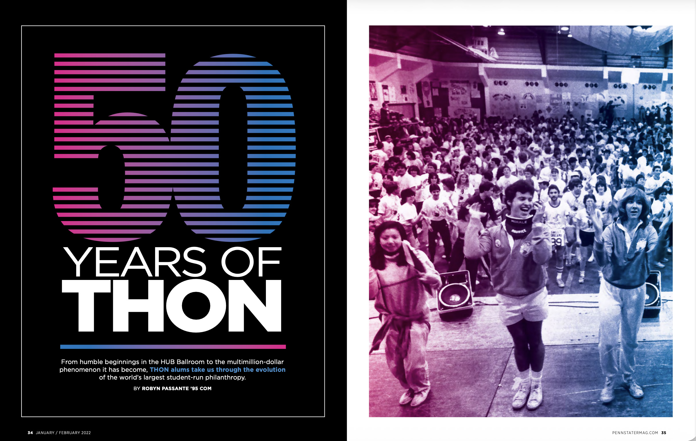 two-page spread of 50 Years of THON