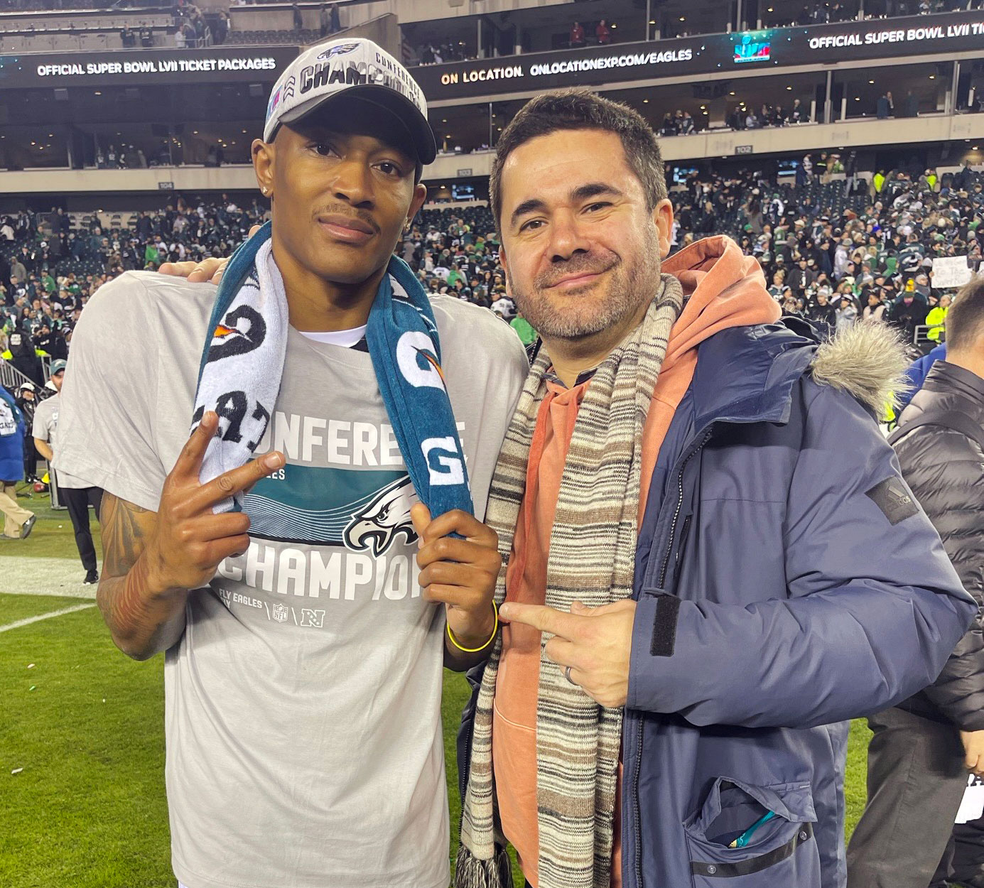 Dave Maryles with DeVonta Smith of the Philadelphia Eagles, courtesy