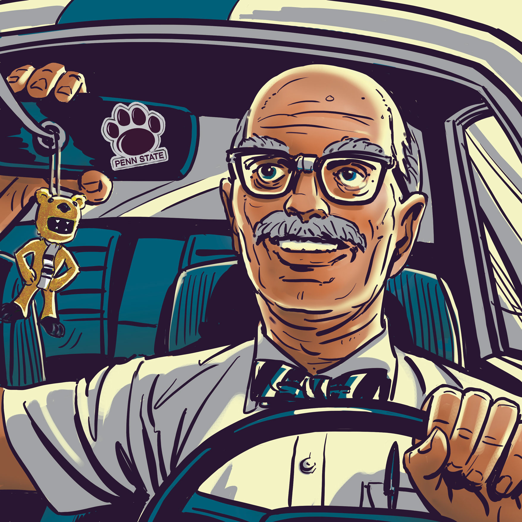 illustration of a man driving by Jonathan Carlson