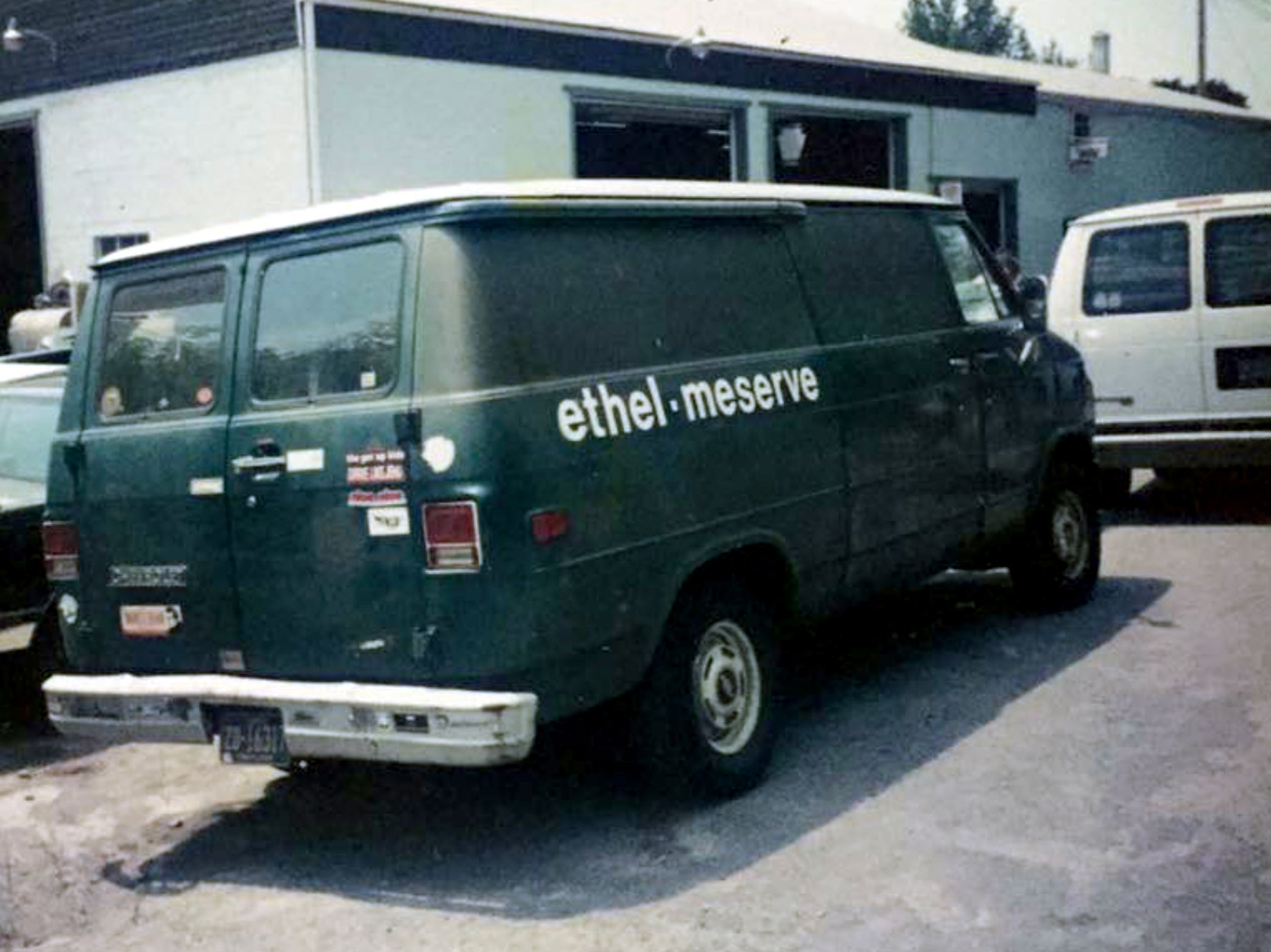 photo of green van with the words Ethel Meserve on the side, courtesy