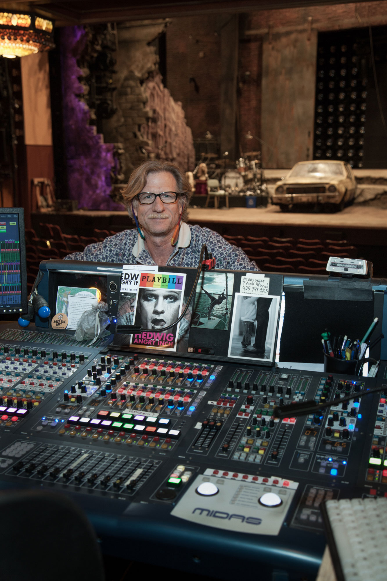 Bob Etters sitting behind soundboard, photo by Michael Lavine