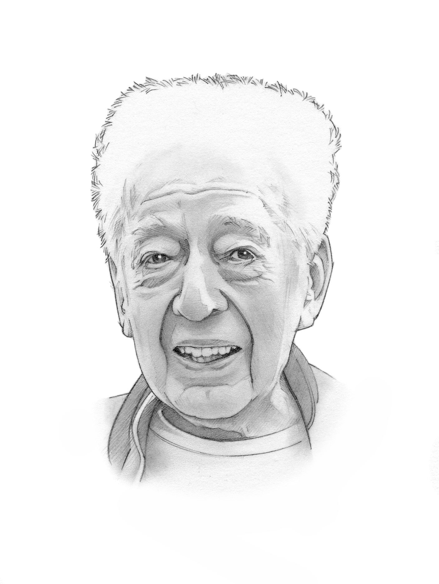 head shot pencil illustration of Etzweiler by Randy Glass