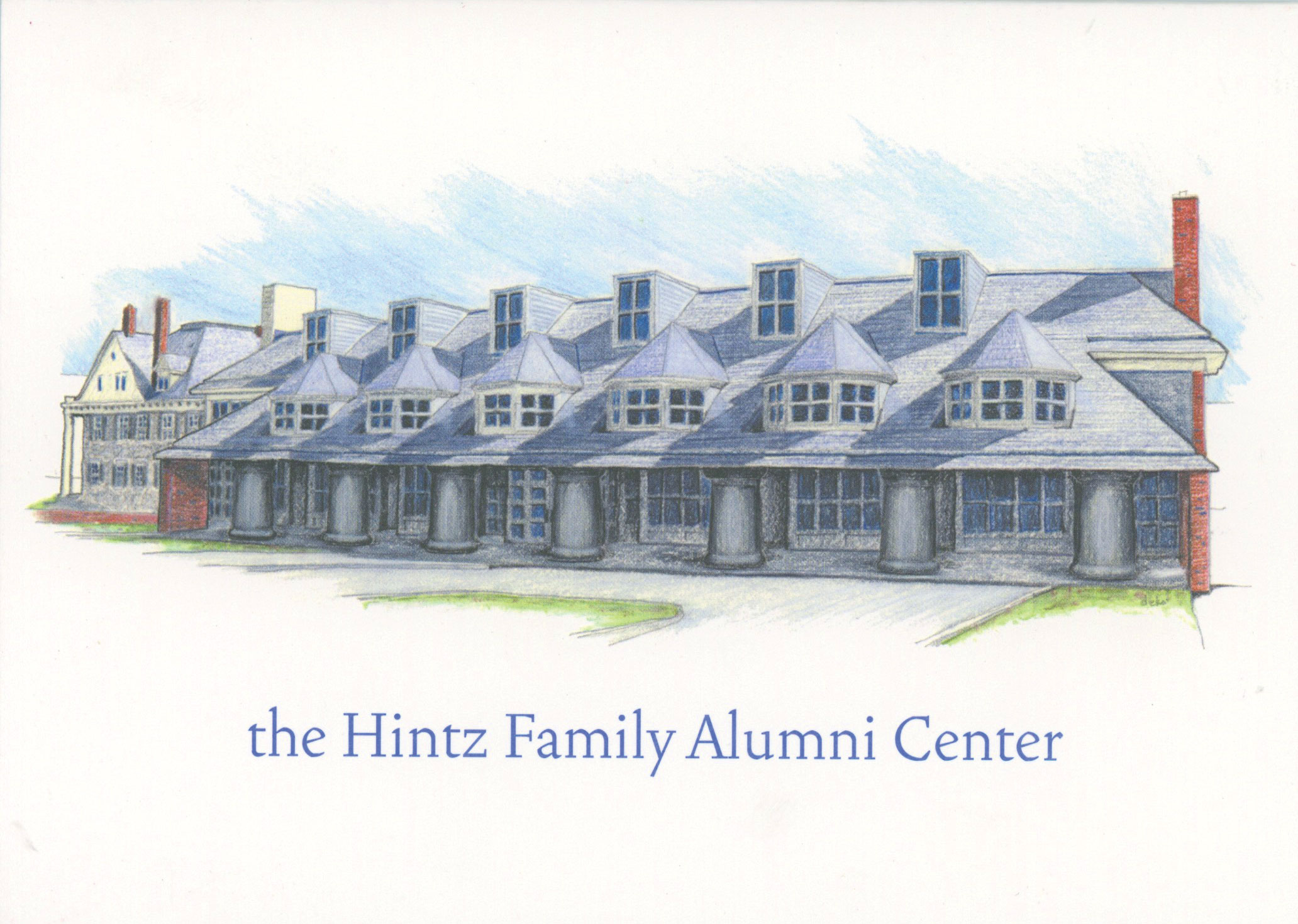 postcard rendering of Hintz exterior by Penn State Alumni Association