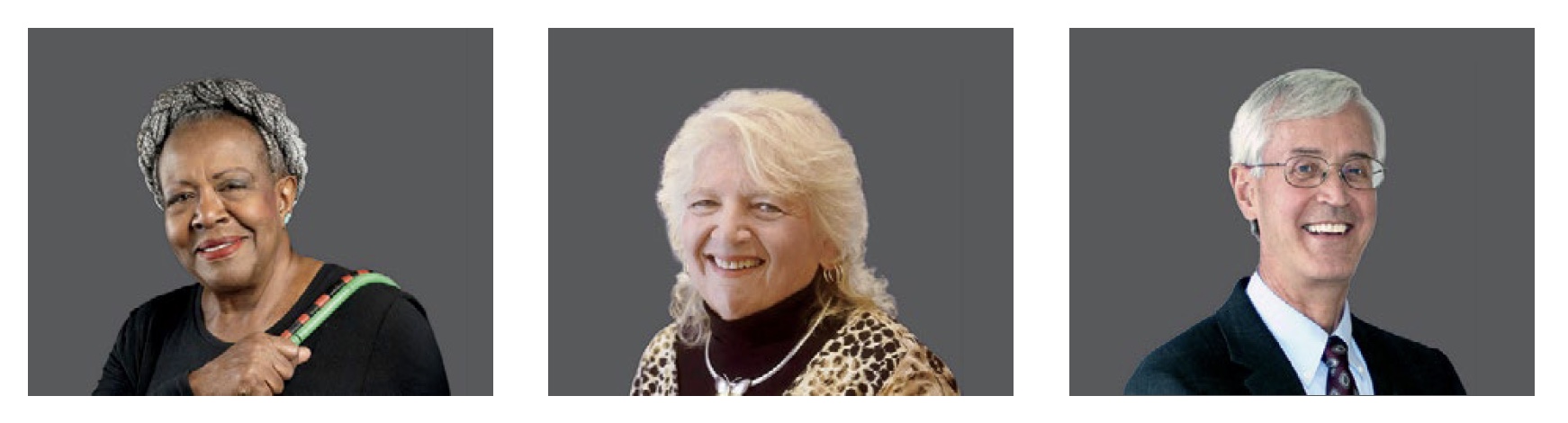 head shots of Hampton, Kustanbauter, and Larson, courtesy