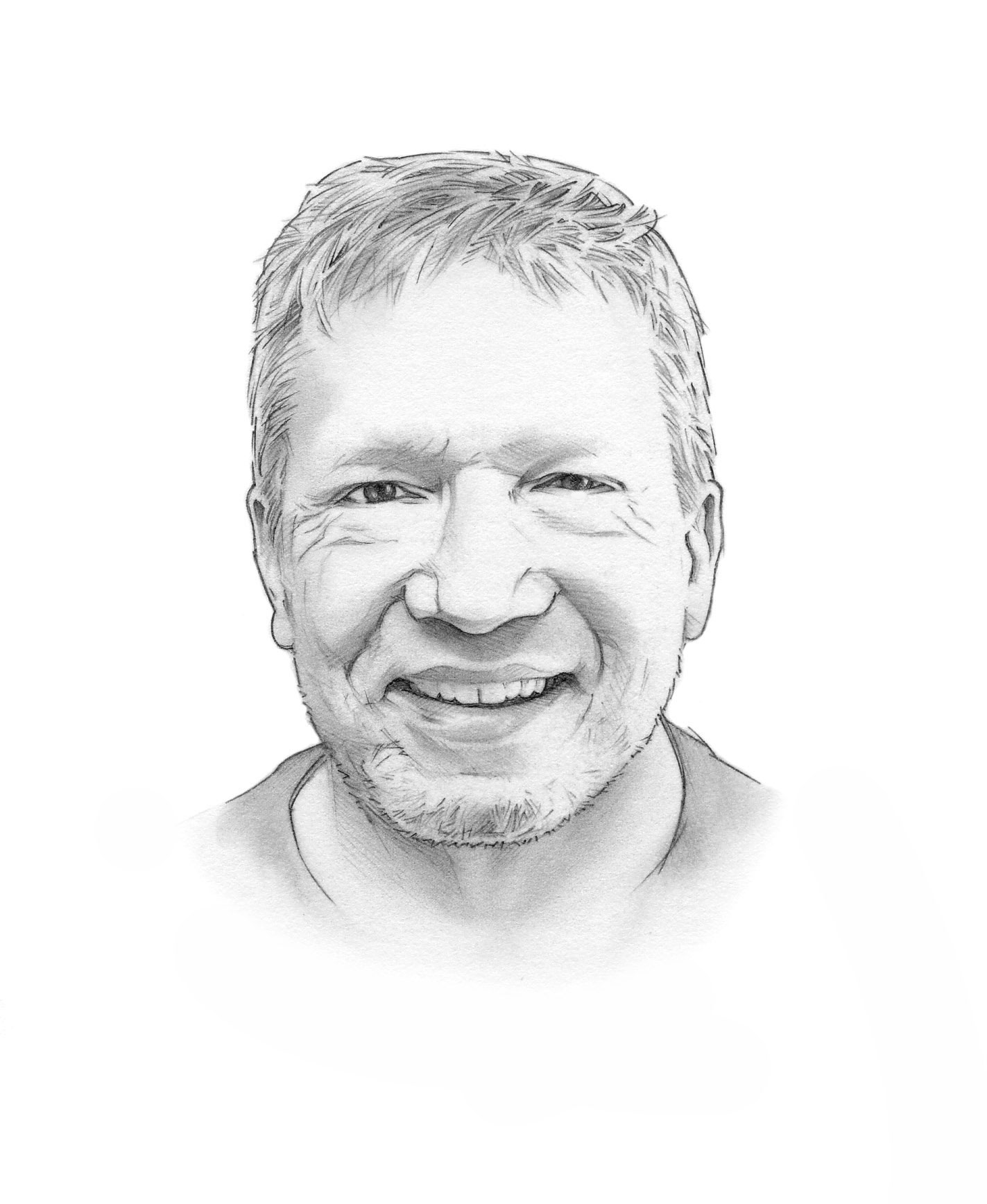 head shot pencil illustration of Beck by Randy Glass