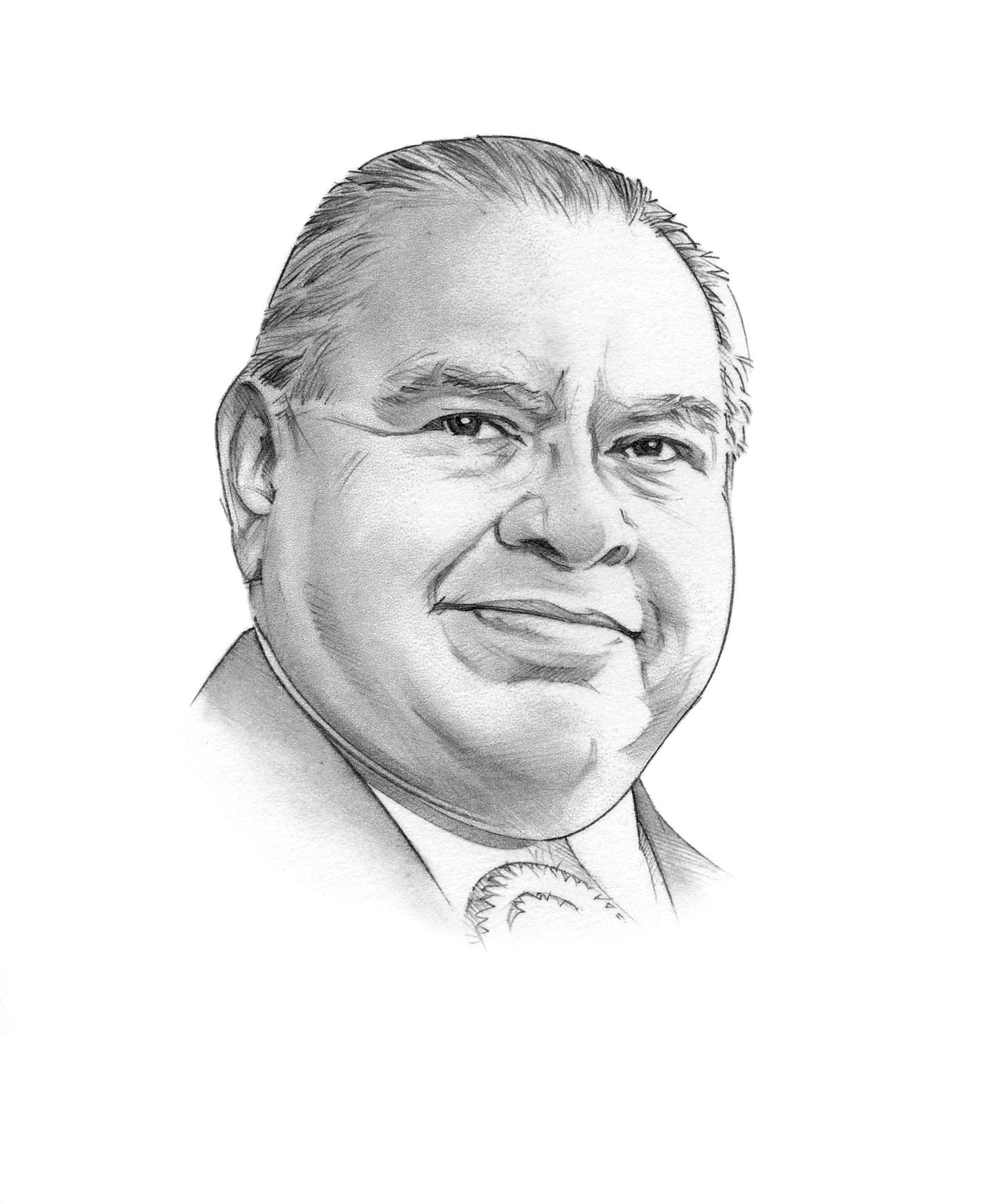 head shot pencil illustration of Sanchez by Randy Glass