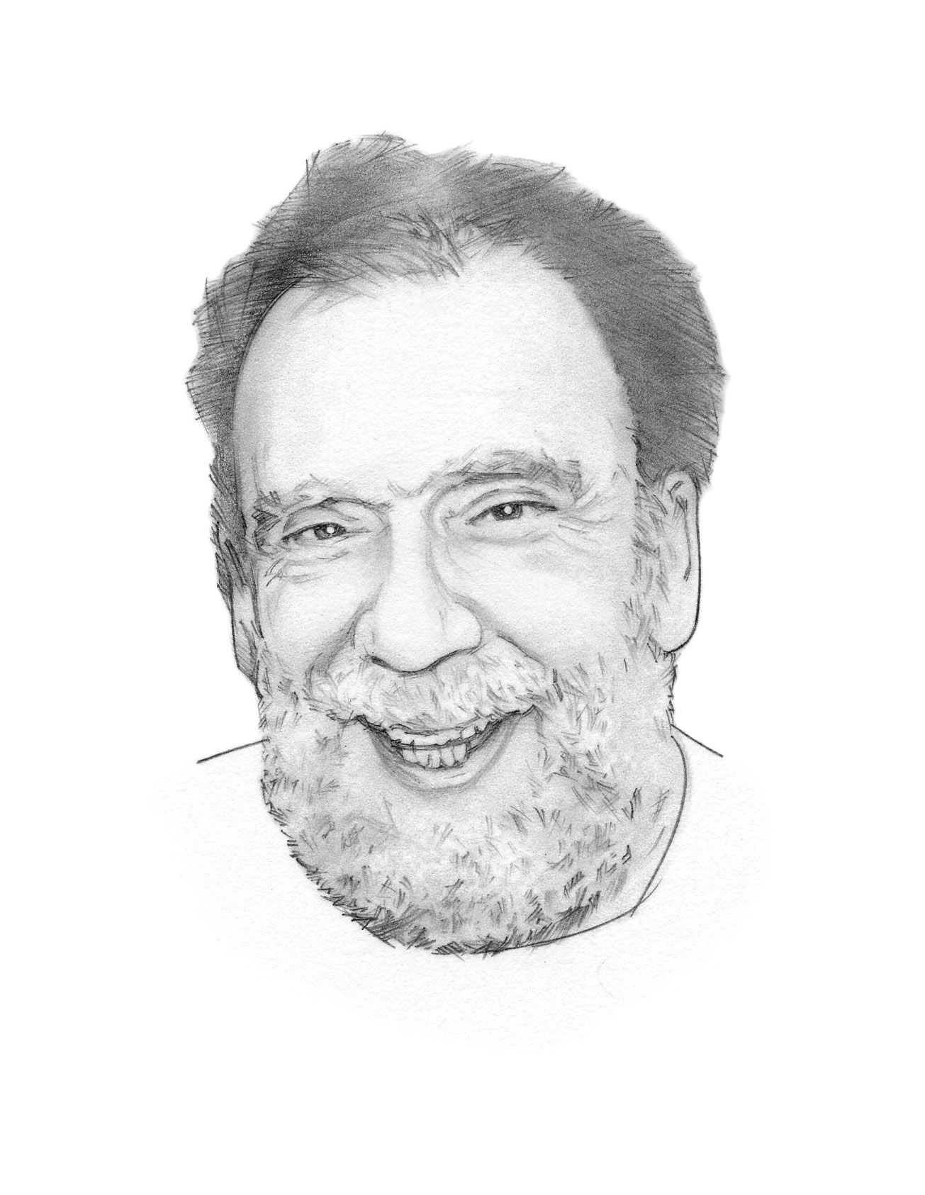 head shot pencil illustration of Cohen by Randy Glass