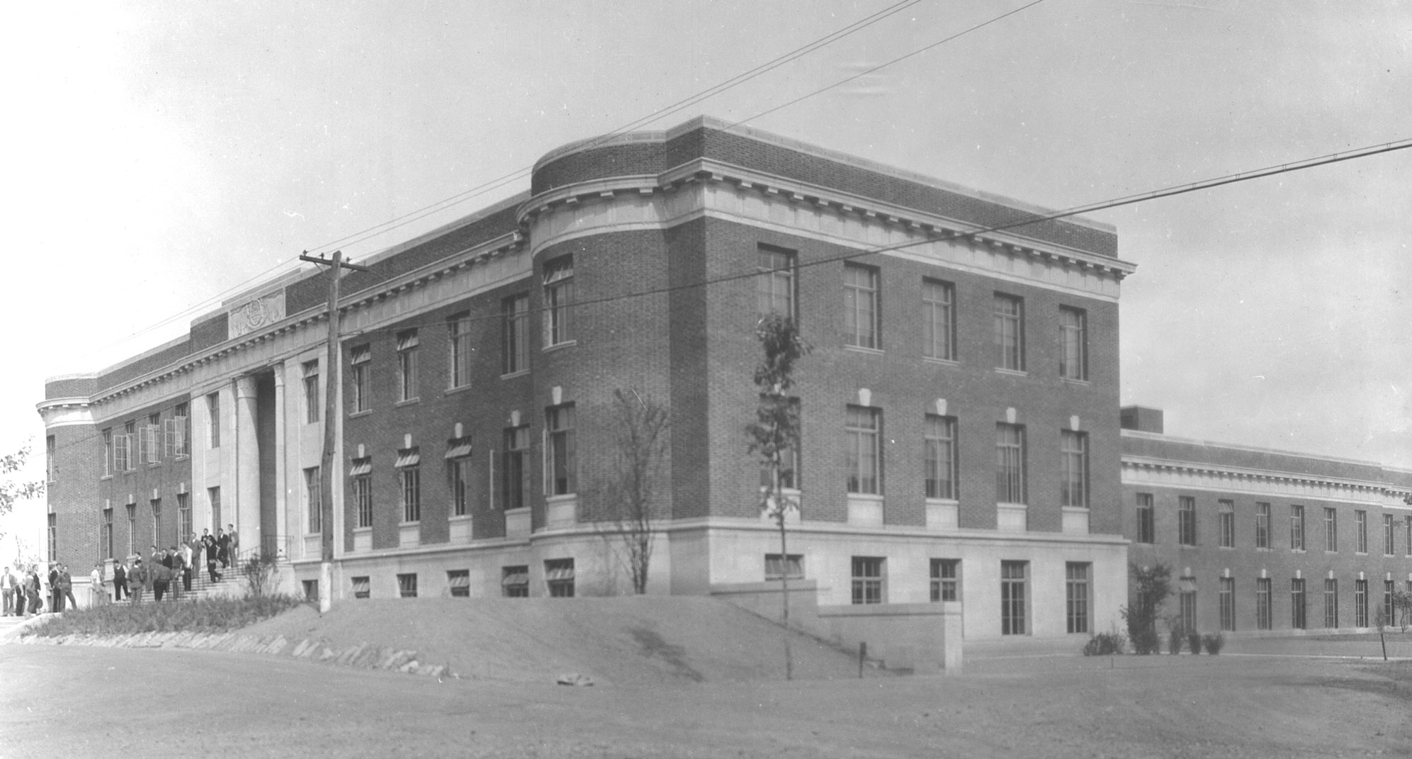 black and white photo of the former Dairy Building by Penn State Archives