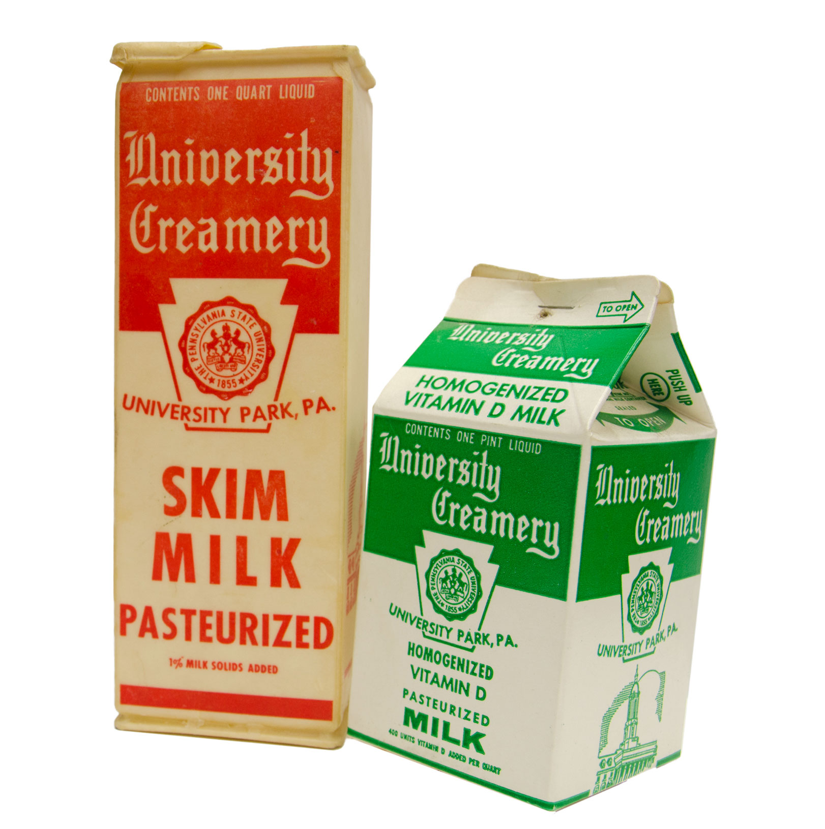 cartons of milk and cream from the University Creamery, photo by Bill Zimmerman