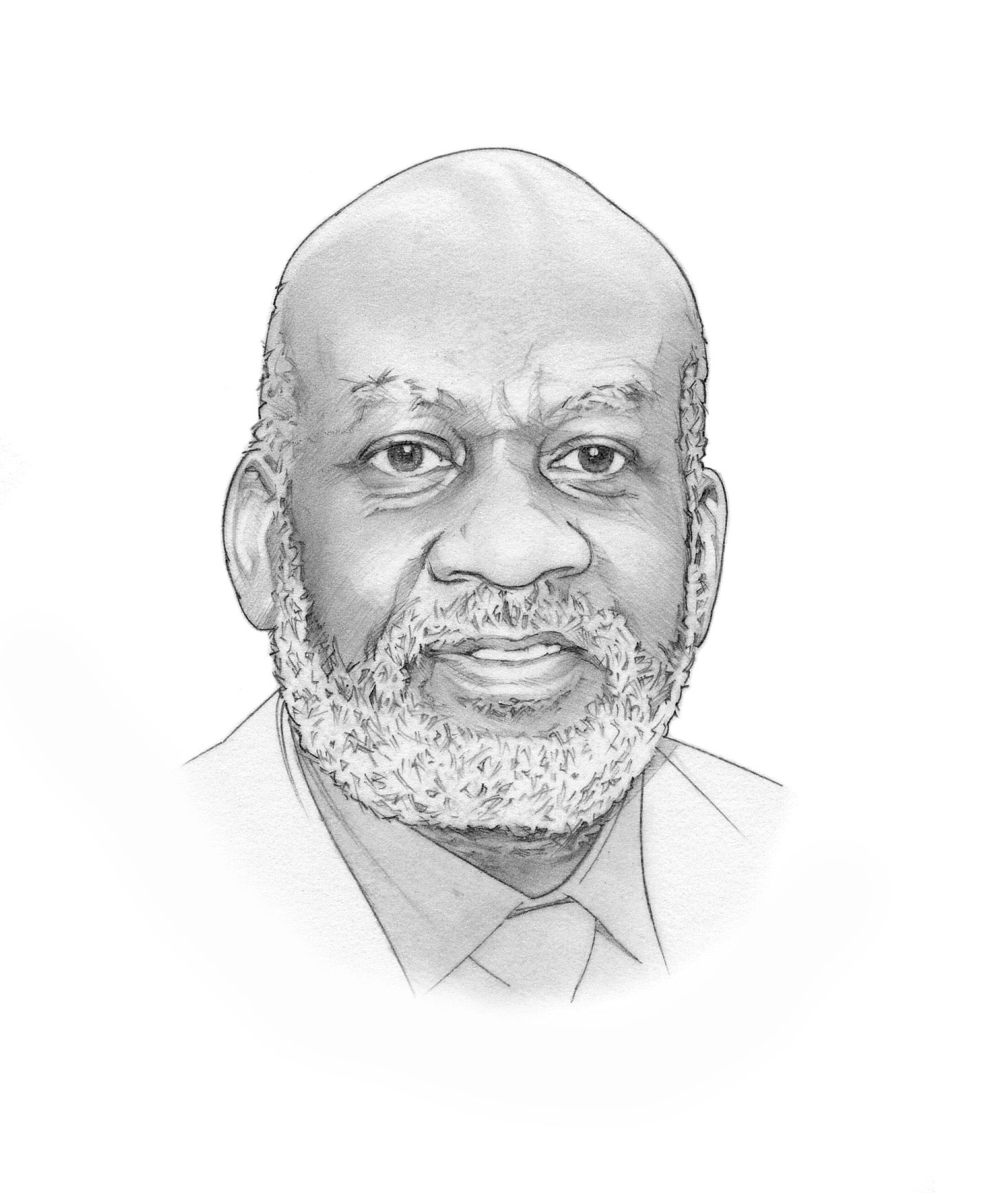 head shot pencil illustration of Anthony Leach by Randy Glass