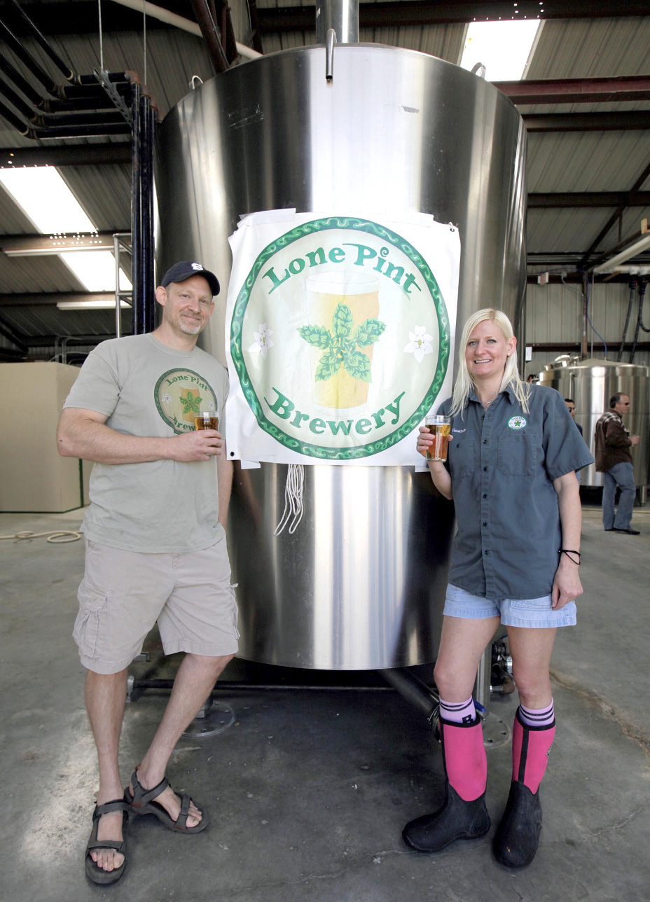Trevor Brown and Heather Brown Niederhofer at their Lone Pint Brewery, courtesy