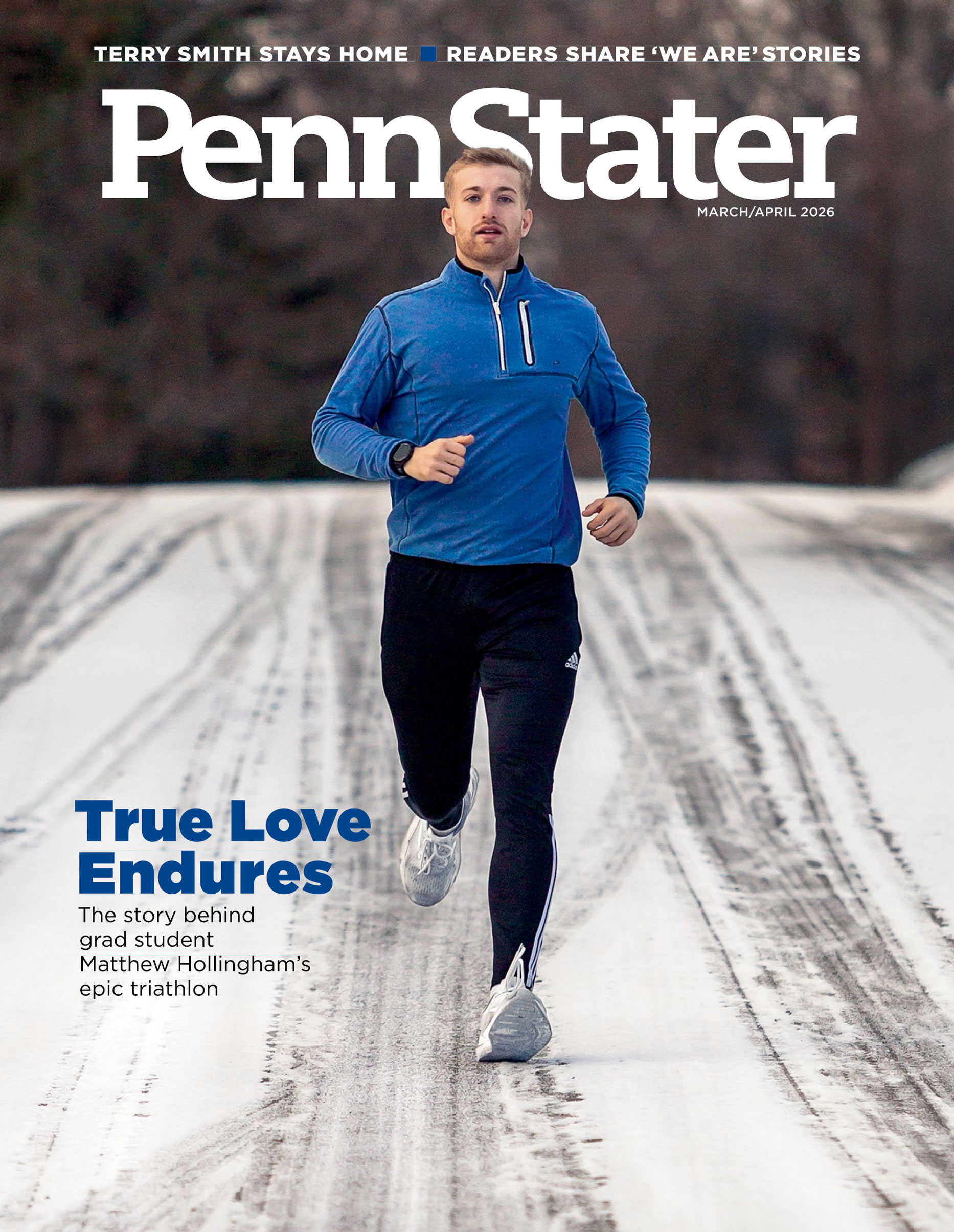 March/April '26 issue cover featuring photo of Hollingham running
