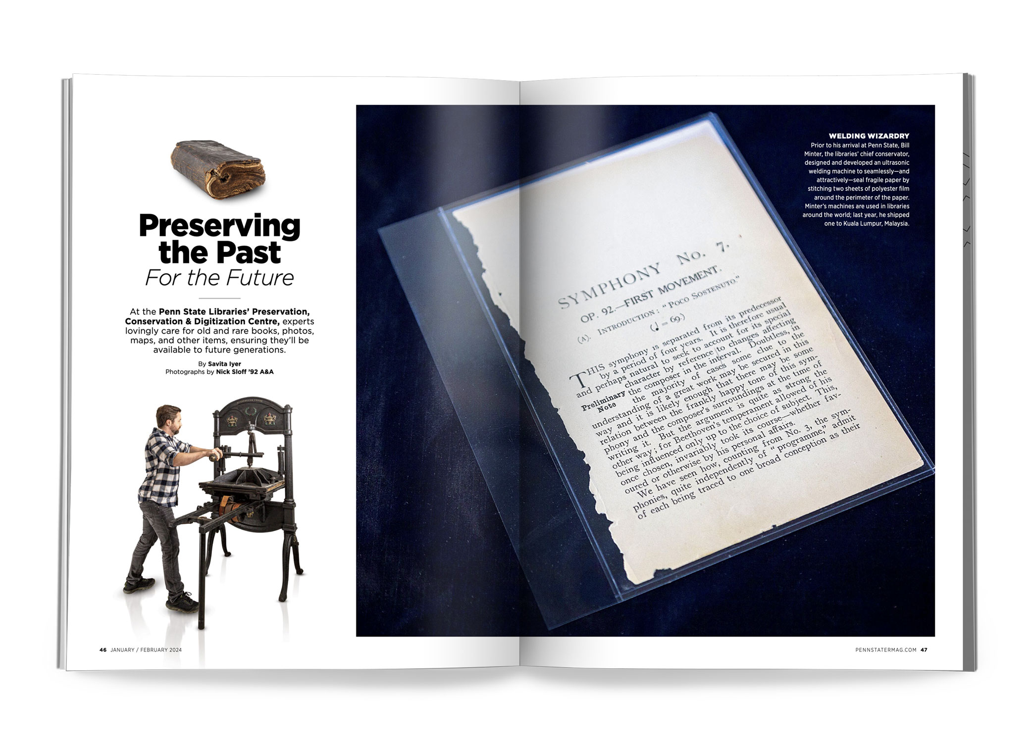 two-page spread of Preserving the past for the future from jan/feb 2024 issue